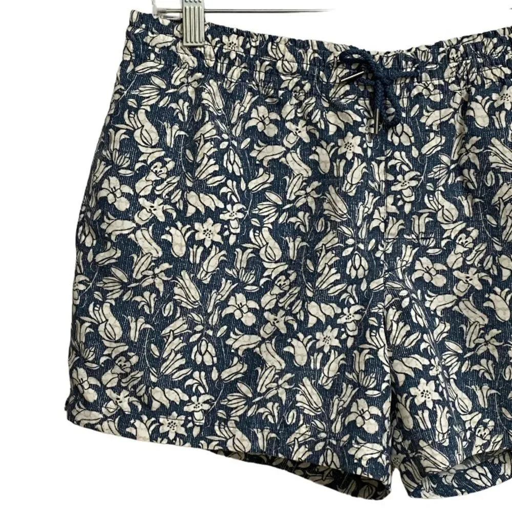 Club Monaco Tailored Fit Men's Floral Swim Trunks Sz M Blue Summer Beach Coastal - Picture 3 of 16